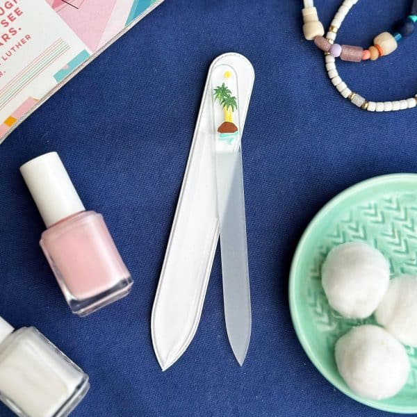 Tropical Island Glass Nail File | Hand-Painted | Long Lasting Czech Crystal Glass