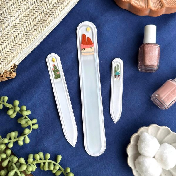 Southwest Glass Nail File 3 Piece Set | Hand-Painted | Pumice Manicure and Travel Sizes